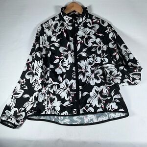 Ralph Lauren Black and White Floral Bomber Jacket